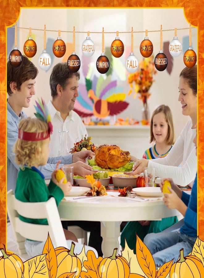 Vertintong 60 Pcs Thanksgiving Balls Ornaments for Tree Orange White Brown Thankful Baubles Hanging Ornaments for Fall Harvest Party Supplies Hanging Decor - Image 4